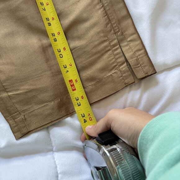 Vintage Sunny Leigh 100% Silk Cropped Pants Womens Size 10 Brown Pockets Y2K - Picture 7 of 12